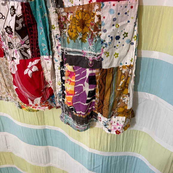 Vintage Handmade Patchwork Boho Artist One of a Kind Blouse Tunic Sz Large - Picture 7 of 8